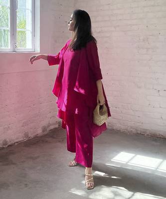 The waterfall jacket ensemble - rani pink 4