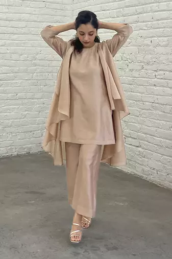 The waterfall jacket ensemble - champagne