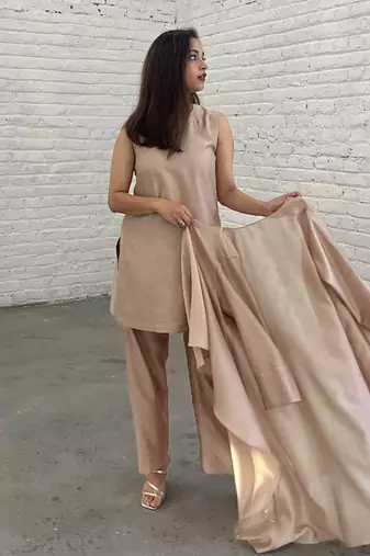 The waterfall jacket ensemble - champagne