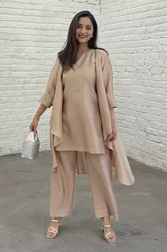 The waterfall jacket ensemble - champagne