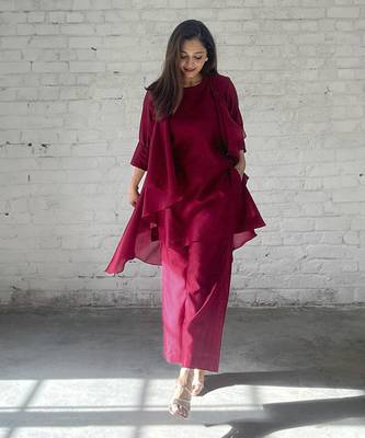 The waterfall jacket ensemble - burgundy 1