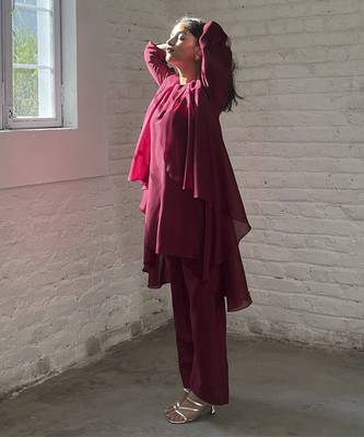 The waterfall jacket ensemble - burgundy 3