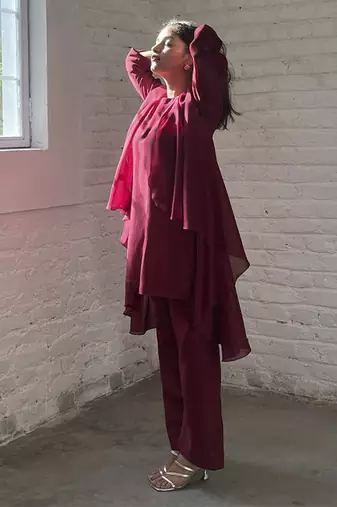 The waterfall jacket ensemble - burgundy