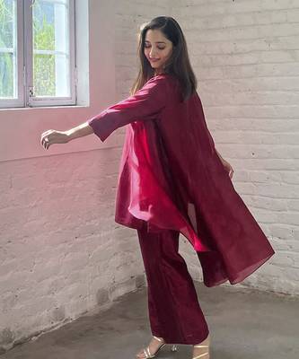 The waterfall jacket ensemble - burgundy 4