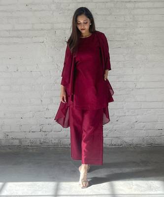 The waterfall jacket ensemble - burgundy 5