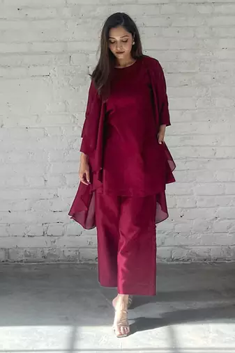 The waterfall jacket ensemble - burgundy