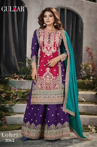 Pink sequins work silk blend salwar kameez