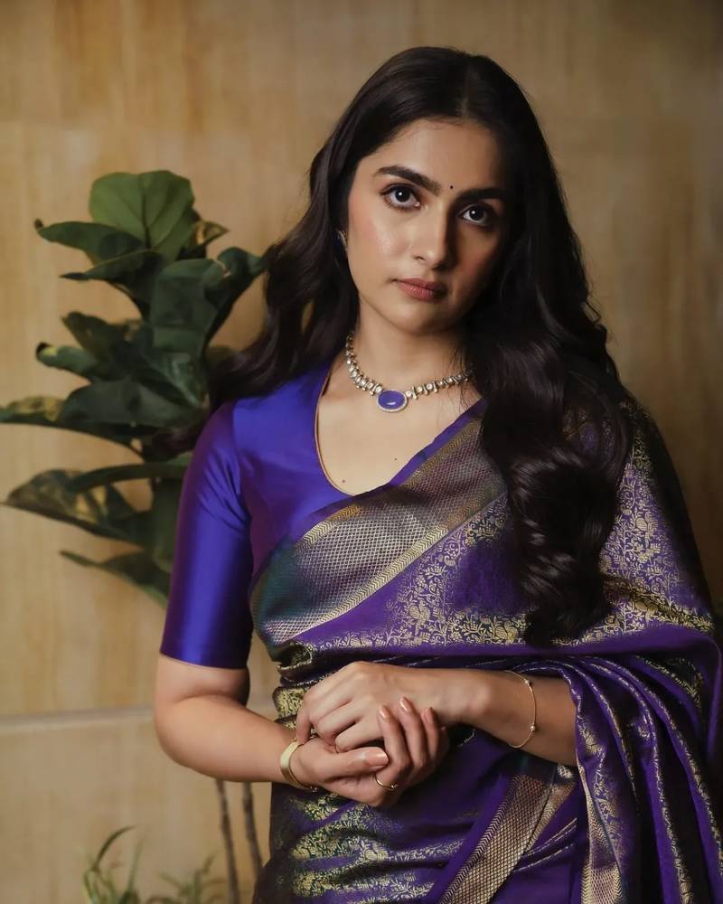 Purple silk blend sarees with blouse