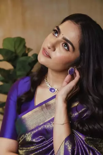 Purple silk blend sarees with blouse