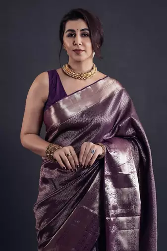 wine silk blend sarees with blouse