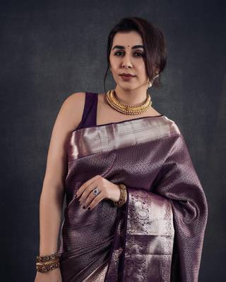 wine silk blend sarees with blouse 3