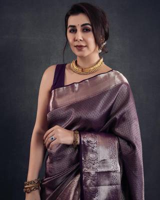 wine silk blend sarees with blouse 4