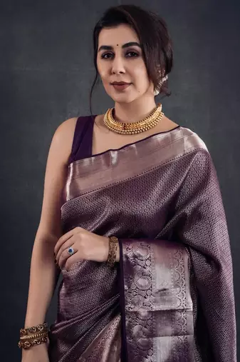wine silk blend sarees with blouse