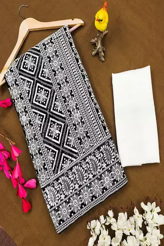 Black Georgette Embroidery Work Saree