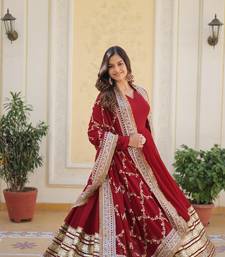 maroon premium designer readymade gown stitched