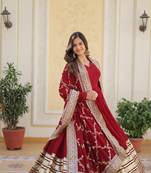maroon premium designer readymade gown stitched