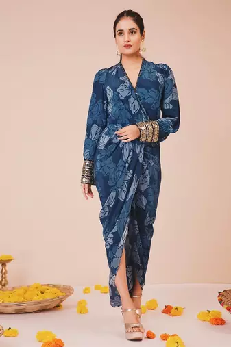 Celtic blue cuffed dress