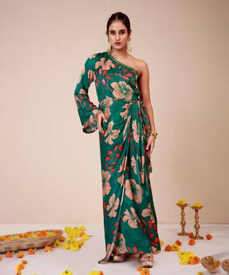 Hibiscus one shoulder tieup dress 1
