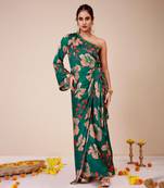 Hibiscus one shoulder tieup dress