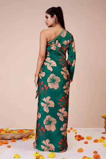 Hibiscus one shoulder tieup dress