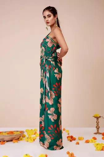 Hibiscus one shoulder tieup dress