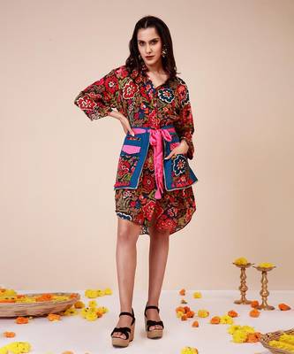 Vibrant waist harness shirt dress 1
