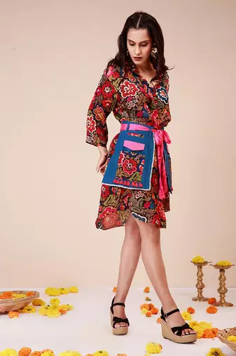 Vibrant waist harness shirt dress