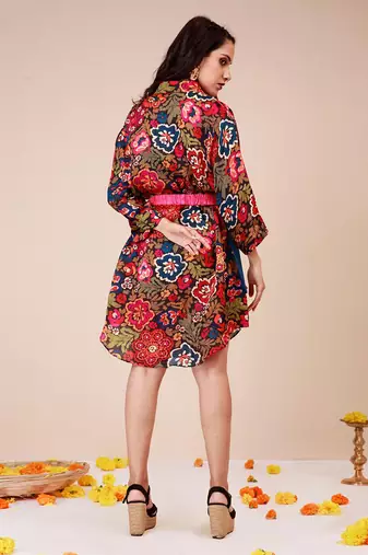 Vibrant waist harness shirt dress