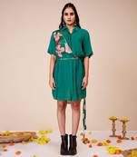 Hibiscus shoulder harness shirt dress