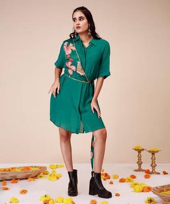 Hibiscus shoulder harness shirt dress 2