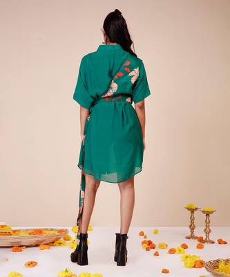 Hibiscus shoulder harness shirt dress 3