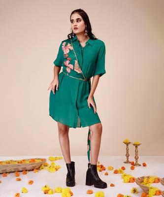 Hibiscus shoulder harness shirt dress 4