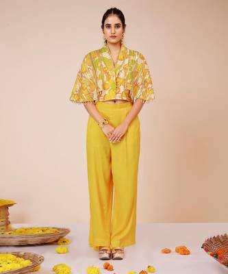 Sunflower cape blazer with pants 1