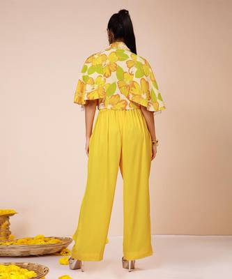 Sunflower cape blazer with pants 3