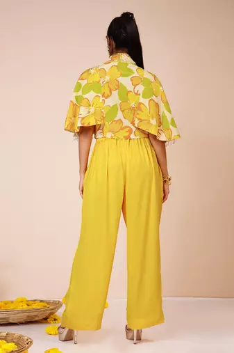Sunflower cape blazer with pants