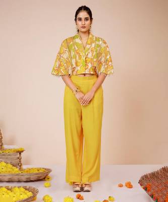 Sunflower cape blazer with pants 4