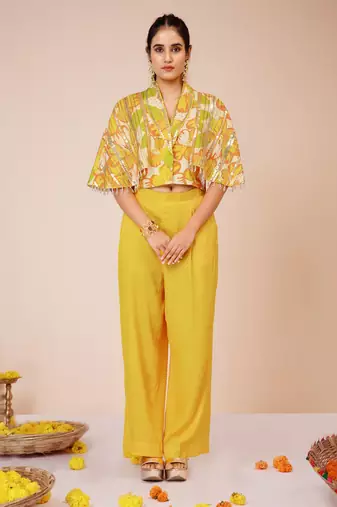 Sunflower cape blazer with pants