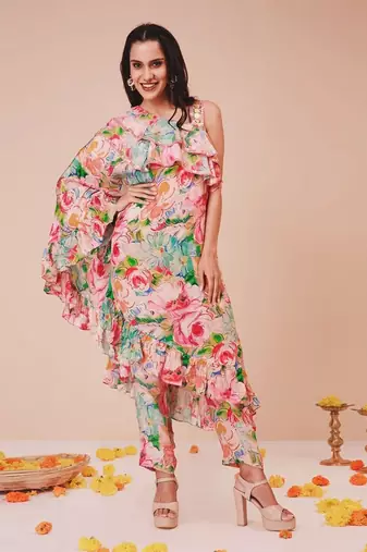 Bold floral frill set