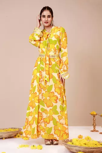 Sunflower tie-up dress