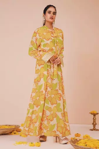 Sunflower tie-up dress