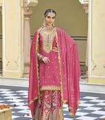Pink Colour Embroidered SILK Party Wear SALWAR SUIT SET