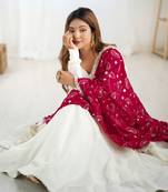 Vichitra Silk Fabric Fully Flair Kali Pattern And Canvas Patta Kurti With Dupatta And Pent