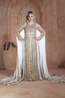 Gray Georgette Stone Work Kaftan 1