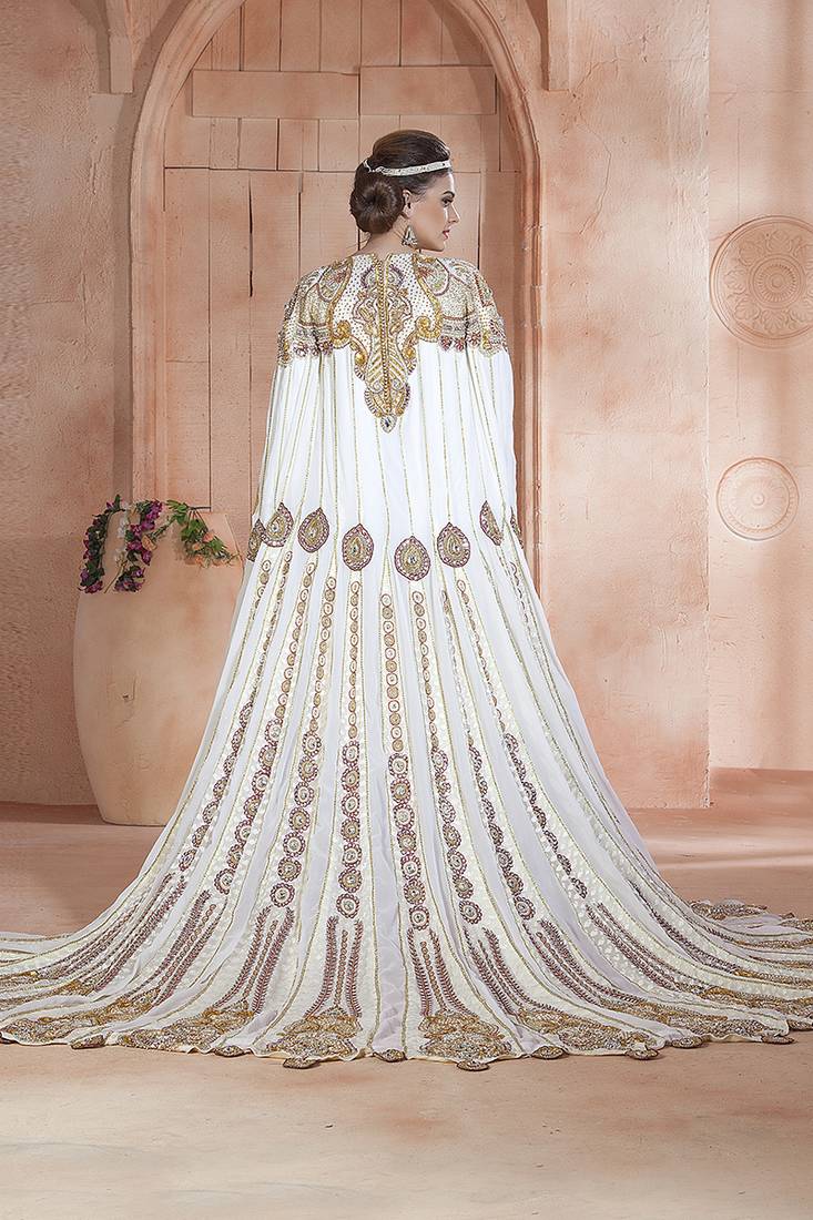 Gray Georgette Stone Work Kaftan