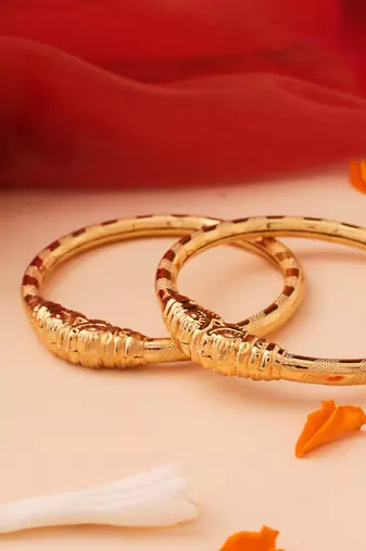 Gold Bangles with Intricate Gold Detailing