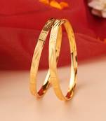 Set of 2 Flat Gold Bangles with Engraving