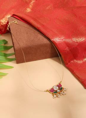 Graceful Gold Invisible Chain with Lotus Pendant 1