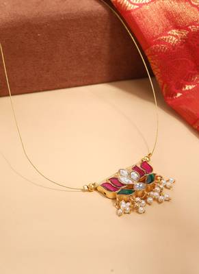 Graceful Gold Invisible Chain with Lotus Pendant 2