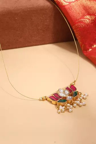 Graceful Gold Invisible Chain with Lotus Pendant