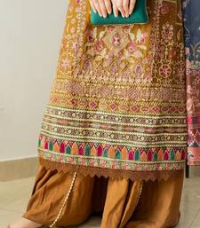 Mocha Magic Light Brown Faux Georgette Embroidered Kurta Pant Dupatta Set